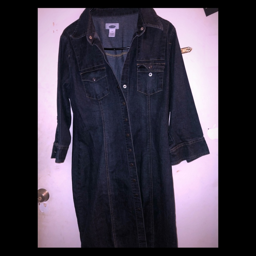 Old navy dark denim jean dress size 10
